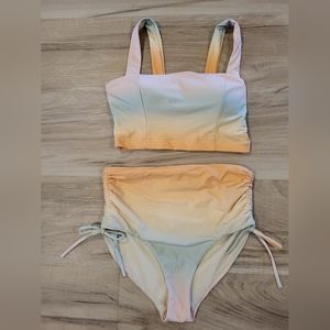 Calia medium orange ombre high waisted swim